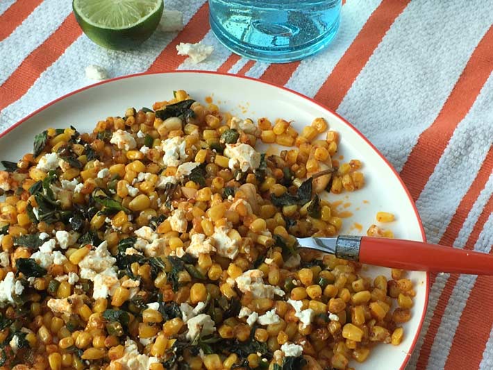 Mexican Street Corn Salad Recipe - that is super easy, one pot , and smokey delish. This is an easy side dish or weeknight recipe. Happy Cooking! www.ChopHappy.com