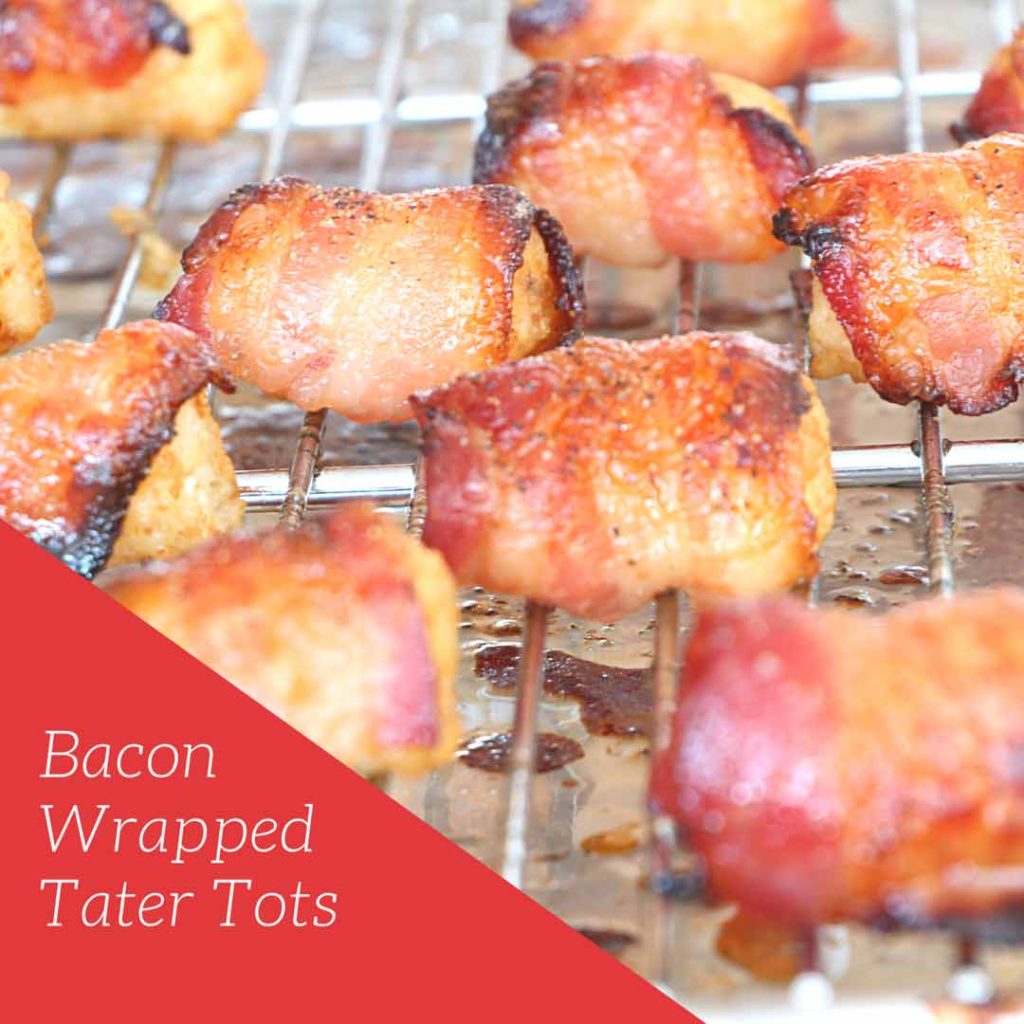 Honey Glazed Bacon Wrapped Tater Tots Recipe - is the perefect marriage of easy and decadent date food! They are salty, crispy, and when you bite in them your heart smiles. Grab bacon, honey, tater tots, and you have a great appetizer. www.ChopHappy.com #bacon