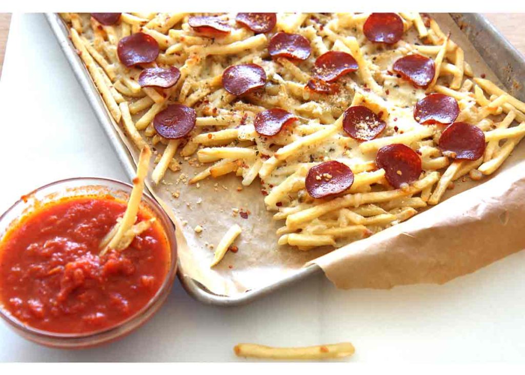 Pizza Fries Recipe are so easy, quick, and will make your weeknights feel like a party. We took some awesome short cuts to make this recipe even easier. ChopHappy.com