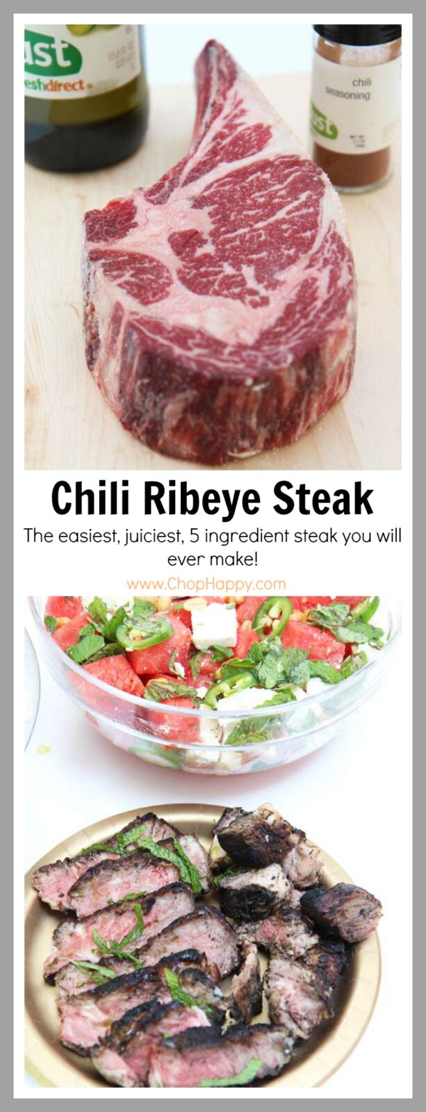 Chili Rubbed Ribeye Steak Recipe. Easiest recipe you ever made. Just season, cook both sides 7 minutes and juicy steak.