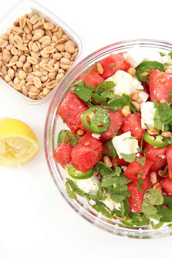 Watermelon Feta Salad Recipe. Easy, great make-ahead, and so juicy sweet. www.ChopHappy.com