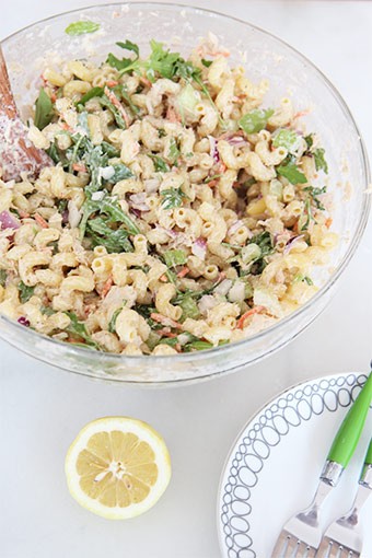 Tuna Pasta Salad Recipe- Creamy yummy smiles from this easy fabulous make ahead quick dinner. #Tuna, crunchy carrots, and pasta makes this a perfect recipe for you to make. www.ChopHappy.com #comfortfood #pasta #quickdinner