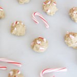 Candy Cane Cookie Dough Recipe - that is a no bake, make ahead, easy dessert. This is perfect for cookie exchange or just as a fun dessert at your holiday party. www.ChopHappy.com #cookiedough #ChristmasRecipe
