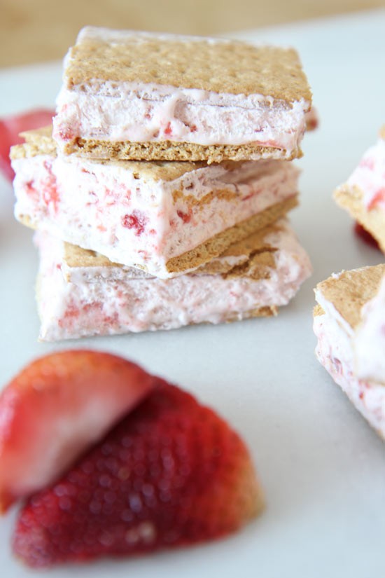3 Ingredient Strawberry Ice Cream (no churn) Recipe. This is one of the easiest desserts. 2 ingredients I'm the freezer make ice cream. That are nestled in between two cinnamon flavored cookies. Super fun dessert for a party, dinner, or dessert for dinner. Happy Cooking. www.ChopHappy.com