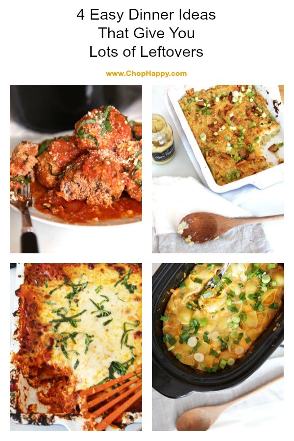 4 Easy Dinner Ideas That Give You Lots Of Leftovers. The recipes are easy #slowcooker, #lasagna, and #pasta yum. 