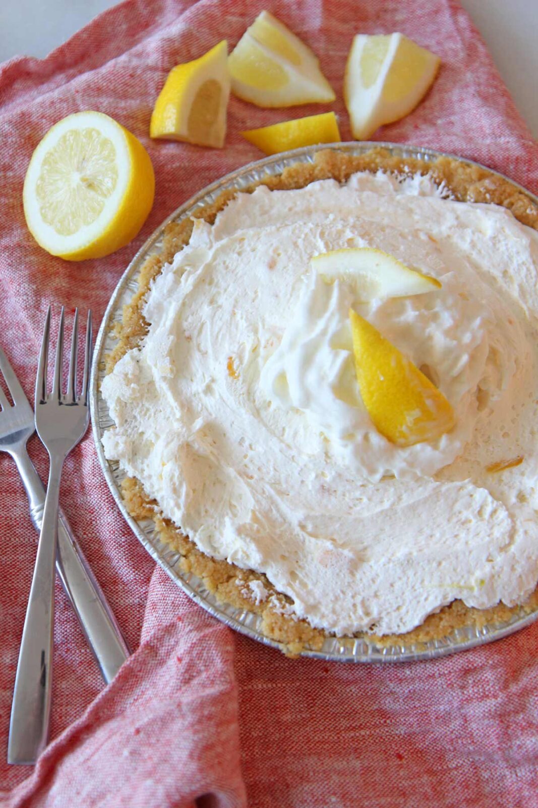 No Bake Lemon Pie (5 Ingredients). This is the eaisest pie ever. This is for all you non bakers. www.ChopHappy.com #pie #dessert