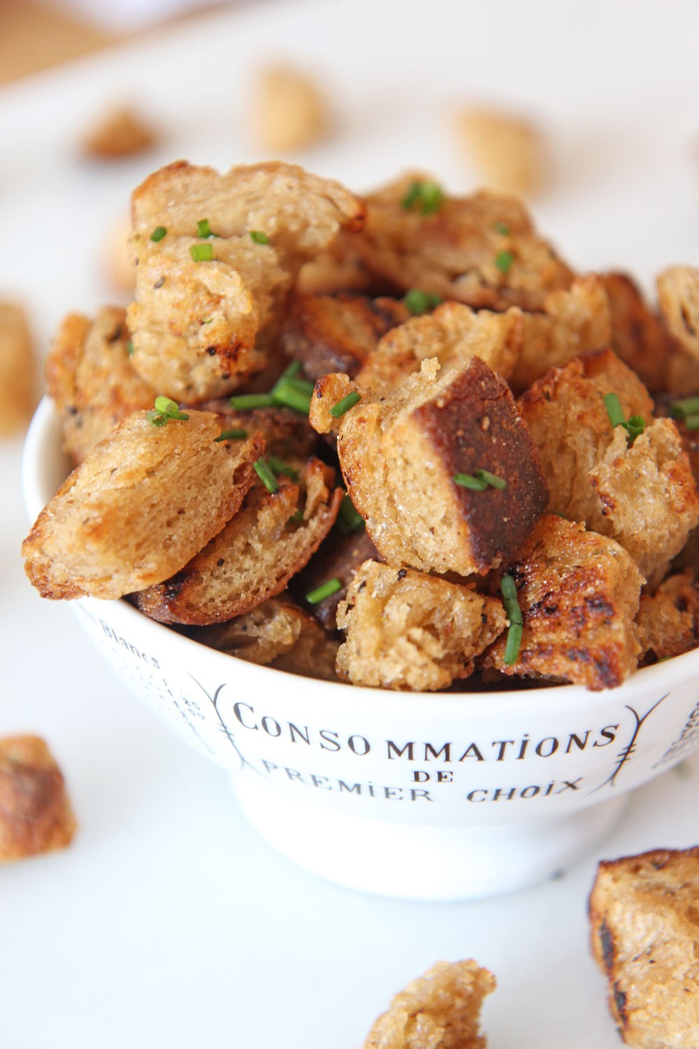 How To Make Garlic Bread Croutons. Grab your favorite sourdough bread, garlic, oregano, red pepper flakes, butter, extra virgin olive oil, and salt. This is easy cooking. www.ChopHappy.com #howtomakecroutons #breadrecipe