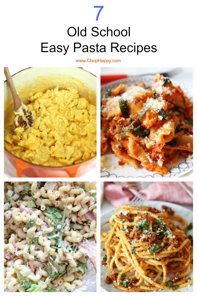 7 Old School Easy Pasta Recipes. Easy recipe that you remember being homemade for dinner! Lasagna, tuna pasta salad, carbonara and more easy pasta recipes. Happy Cooking! #pasta #oldschoolrecipes 