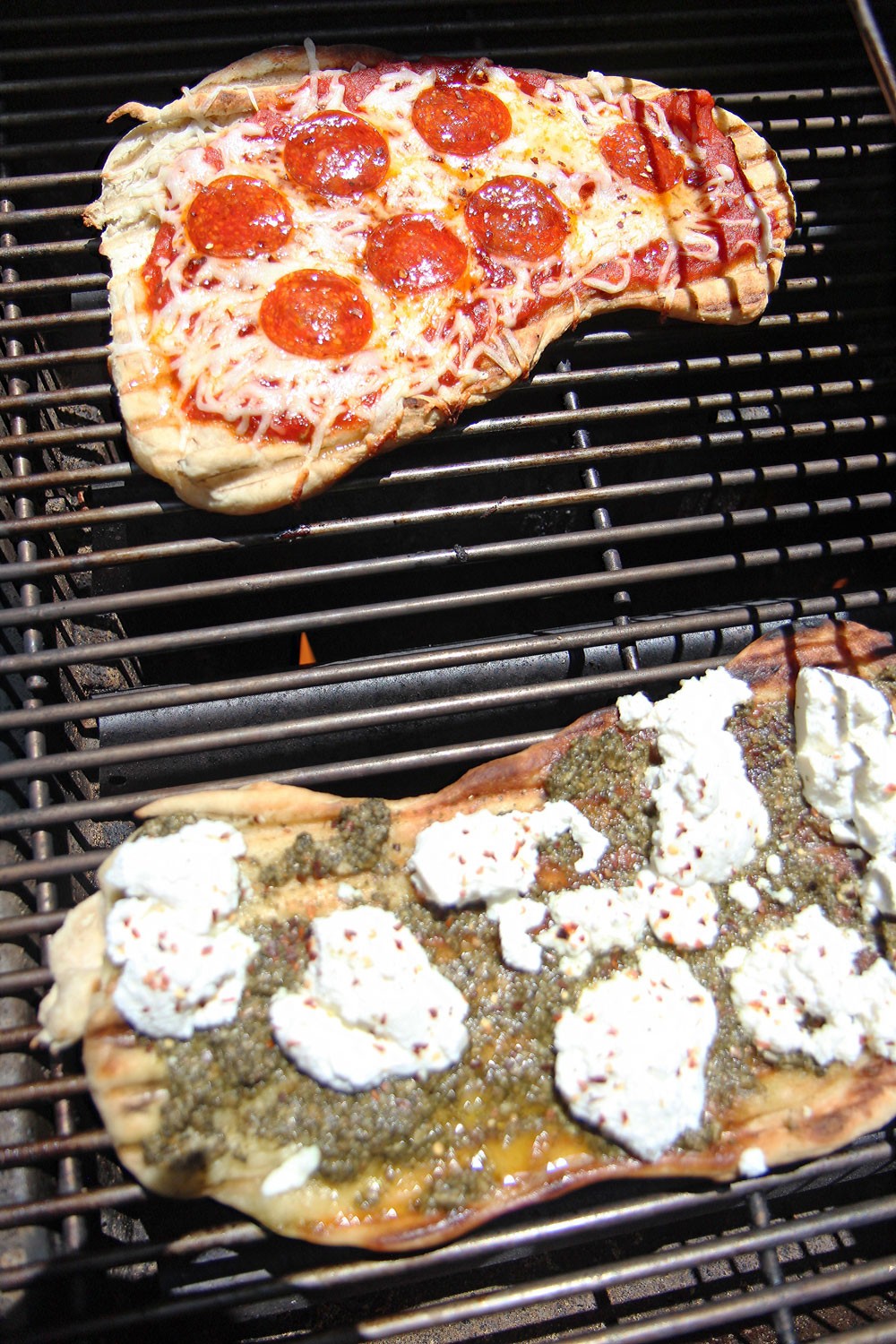 How To Grill Pizza (faster then take out) Recipe. This can be done on a grill pan or BBQ. Grab pizza dough, oil, tomato sauce, cheese, and pizza happiness. www.ChopHappy.com #grilledpizza #pizzarecipe