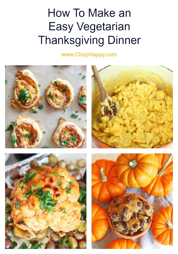 How To Make an Easy Vegetarian Thanksgiving Dinner. Easy meatless holiday recipes for everyone to enjoy! Sheet pan roasted cauliflower, easy mashed potatoes, and fun no-bake desserts. Happy Thanksgiving. #vegetarianThanksgiving #thanksgivingrecipes 