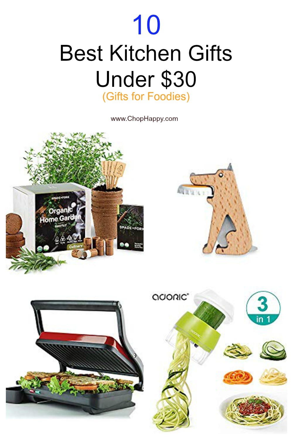 10 Best Kitchen Gifts Under $30 (Gifts for Foodies). Christmas, Hanukkah, birthday, or just because. Thease are the perfect gifts for a home cook. #kitchentools #foodiegift