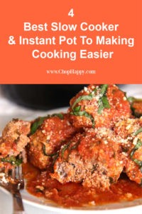4 Best Slow Cookers / Instant Pots To Making Cooking Easier. Getting a instant pot, crock pot or slow cooker is life changing in the kitchen. It gives you more time to spend with your family. Make pasta, meatballs, or casseroles that are hot and waiting for you at dinner time. Happy Cooking! www.ChopHappy.com #slowcooker #instantpot